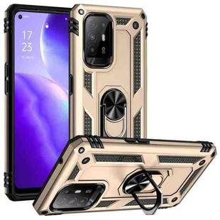 For OPPO Reno5 Z Shockproof TPU + PC Phone Protective Case with 360 Degree Rotating Holder(Gold)