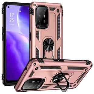 For OPPO Reno5 Z Shockproof TPU + PC Phone Protective Case with 360 Degree Rotating Holder(Rose Gold)