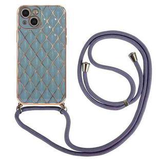 For iPhone 13 Electroplating Lambskin Lanyard Phone Case(Grey)