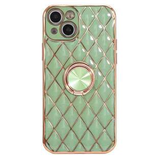 Electroplating Lambskin Ring Holder Phone Case For iPhone 13 Pro(Green)