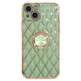 Electroplating Lambskin Ring Holder Phone Case For iPhone 13 Pro Max(Green)