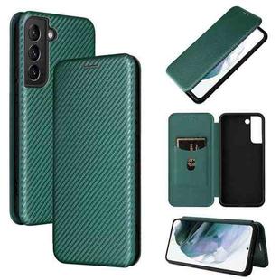 For Samsung Galaxy S22 Carbon Fiber Texture Horizontal Flip Leather Phone Case(Green)
