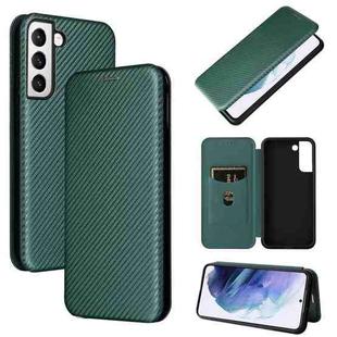 For Samsung Galaxy S22+ Carbon Fiber Texture Horizontal Flip Leather Phone Case(Green)