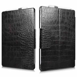 For Microsoft Surface Pro 4 / 5 / 6 / 7 ICARER Crocodile Texture Full Coverage Horizontal Flip Tablet Protective Leather Case(Black)