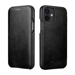 For iPhone 11 ICARER First Layer Cowhide Horizontal Flip Phone Case (Black)