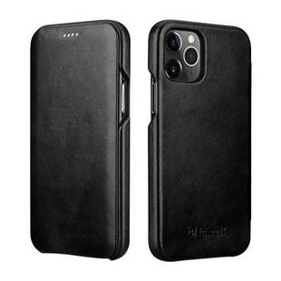 For iPhone 11 Pro ICARER First Layer Cowhide Horizontal Flip Phone Case (Black)