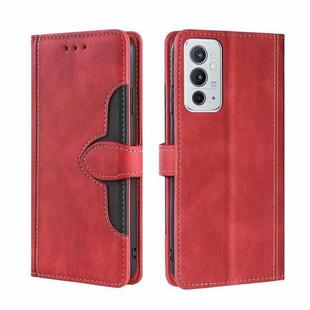 For OnePlus 9RT 5G Skin Feel Straw Hat Magnetic Buckle Horizontal Flip Leather Phone Case with Holder & Card Slots & Wallet(Red)