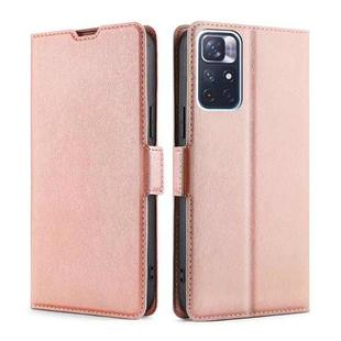 For Xiaomi Redmi Note 11 Ultra-thin Voltage Side Buckle Horizontal Flip Leather Phone Case with Holder & Card Slot(Rose Gold)