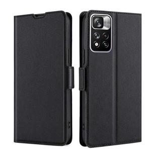 For Xiaomi Redmi Note 11 Pro China Ultra-thin Voltage Side Buckle Horizontal Flip Leather Phone Case with Holder & Card Slot(Black)
