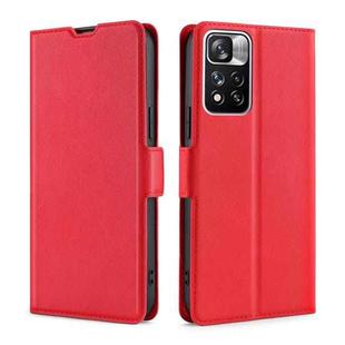 For Xiaomi Redmi Note 11 Pro China Ultra-thin Voltage Side Buckle Horizontal Flip Leather Phone Case with Holder & Card Slot(Red)