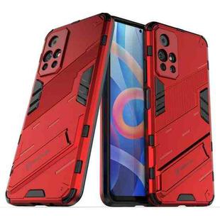 For Xiaomi Redmi Note 11 China Punk Armor 2 in 1 PC + TPU Shockproof Phone Case with Invisible Holder(Red)
