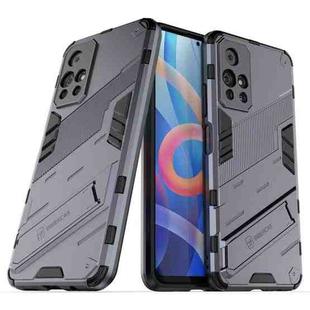 For Xiaomi Redmi Note 11 China Punk Armor 2 in 1 PC + TPU Shockproof Phone Case with Invisible Holder(Gray)