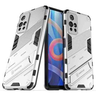 For Xiaomi Redmi Note 11 China Punk Armor 2 in 1 PC + TPU Shockproof Phone Case with Invisible Holder(White)