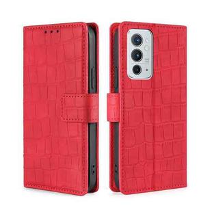 For OnePlus 9RT 5G Skin Feel Crocodile Texture Magnetic Clasp Horizontal Flip Leather Phone Case with Holder & Card Slots & Wallet(Red)