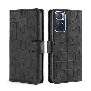 For Xiaomi Redmi Note 11 Skin Feel Crocodile Texture Magnetic Clasp Horizontal Flip Leather Phone Case with Holder & Card Slots & Wallet(Black)