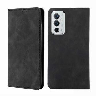 For OnePlus 9RT 5G Skin Feel Magnetic Horizontal Flip Leather Phone Case with Holder & Card Slots(Black)