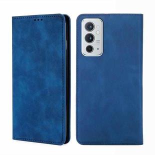 For OnePlus 9RT 5G Skin Feel Magnetic Horizontal Flip Leather Phone Case with Holder & Card Slots(Blue)