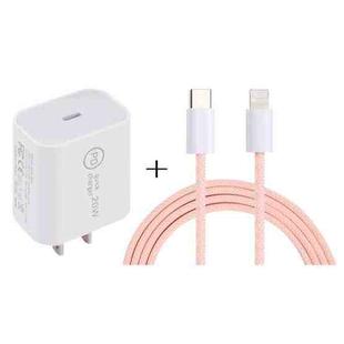 SDC-20W PD USB-C / Type-C Travel Charger + 1m 12W USB-C / Type-C to 8 Pin Data Cable Set, US Plug(Pink)