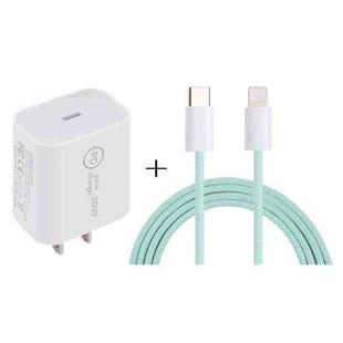 SDC-20W PD USB-C / Type-C Travel Charger + 1m 12W USB-C / Type-C to 8 Pin Data Cable Set, US Plug(Green)