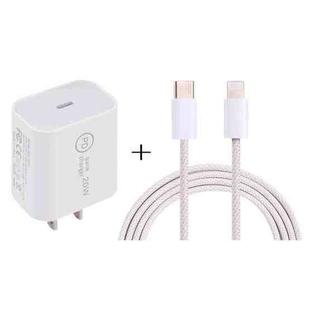 SDC-20W PD USB-C / Type-C Travel Charger + 1m 12W USB-C / Type-C to 8 Pin Data Cable Set, US Plug(White)