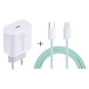 SDC-20W PD USB-C / Type-C Travel Charger + 1m 20W USB-C / Type-C to 8 Pin Data Cable Set, EU Plug(Green)