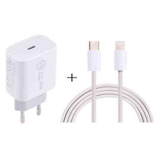 SDC-20W PD USB-C / Type-C Travel Charger + 1m 20W USB-C / Type-C to 8 Pin Data Cable Set, EU Plug(White)