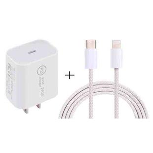 SDC-20W PD USB-C / Type-C Travel Charger + 1m 20W USB-C / Type-C to 8 Pin Data Cable Set, US Plug(White)