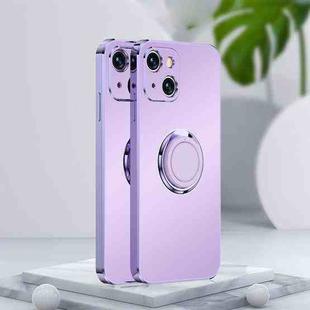 For iPhone 13 mini Electroplated Frosted TPU Ring Holder Phone Case (Lavender Purple)