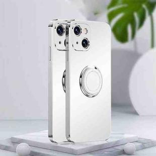 For iPhone 13 mini Electroplated Frosted TPU Ring Holder Phone Case (White)