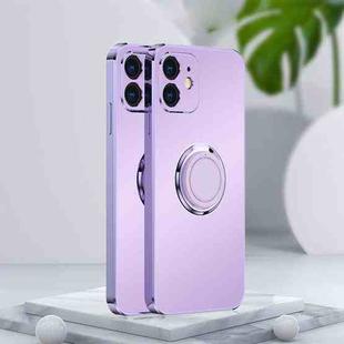 For iPhone 11 Electroplated Frosted TPU Ring Holder Phone Case (Lavender Purple)