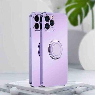 For iPhone 11 Pro Electroplated Frosted TPU Ring Holder Phone Case (Lavender Purple)