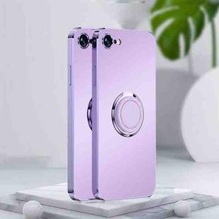 For iPhone SE 2022 / SE 2020 / 8 / 7 Electroplated Frosted TPU Ring Holder Phone Case(Lavender Purple)