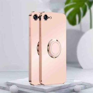 For iPhone SE 2022 / SE 2020 / 8 / 7 Electroplated Frosted TPU Ring Holder Phone Case(Light Pink)