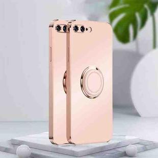 Electroplated Frosted TPU Ring Holder Phone Case For iPhone 7 Plus / 8 Plus(Light Pink)