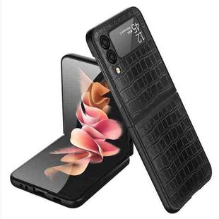 For Samsung Galaxy Z Flip3 5G Crocodile Texture Ultra-thin Folding Phone Case(Black)