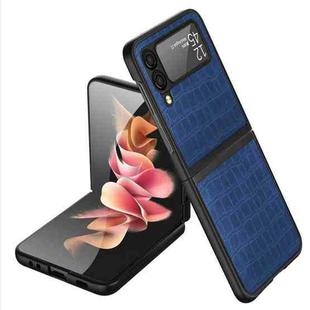 For Samsung Galaxy Z Flip3 5G Crocodile Texture Ultra-thin Folding Phone Case(Blue)