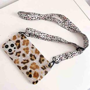 Shell Leopard Texture Phone Case with Lanyard For iPhone 13 Pro Max(Beige White)