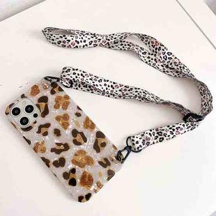Shell Leopard Texture Phone Case with Lanyard For iPhone 13 mini(Beige White)