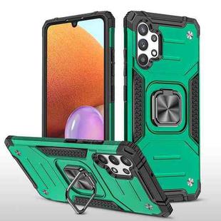 For Samsung Galaxy A32 4G Magnetic Armor Shockproof TPU + PC Phone Case with Metal Ring Holder(Dark Green)