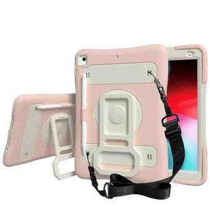 Silicone + PC Tablet Case with Lanyard & Pen slot & Holder For iPad 10.2 2021 / 2020 / 2019 & Air 3 / iPad Pro 10.5(Pink)