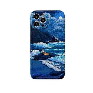 For iPhone 13 Pro Oil Painting IMD Straight TPU Protective Phone Case (Waves)