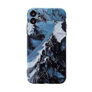 For iPhone 13 Pro Max Colored Drawing Pattern Fine Hole IMD Shockproof TPU Phone Case (Snow Mountain)