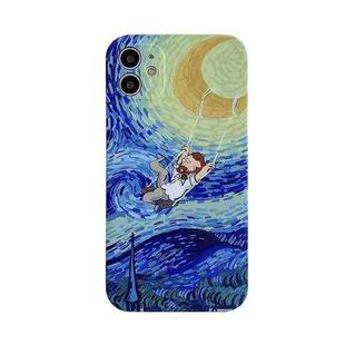 For iPhone 13 Pro Max Colored Drawing Pattern Fine Hole IMD Shockproof TPU Phone Case (Starry Sky)