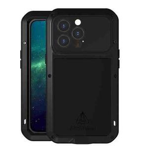 For iPhone 13 Pro LOVE MEI Metal Shockproof Life Waterproof Dustproof Protective Phone Case (Black)