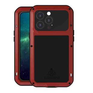 For iPhone 13 Pro LOVE MEI Metal Shockproof Life Waterproof Dustproof Protective Phone Case (Red)