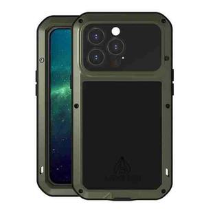 For iPhone 13 Pro LOVE MEI Metal Shockproof Life Waterproof Dustproof Protective Phone Case (Army Green)