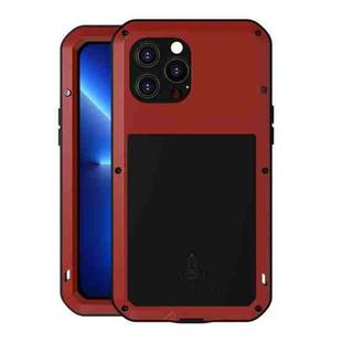For iPhone 13 Pro Max LOVE MEI Metal Shockproof Life Waterproof Dustproof Protective Phone Case (Red)