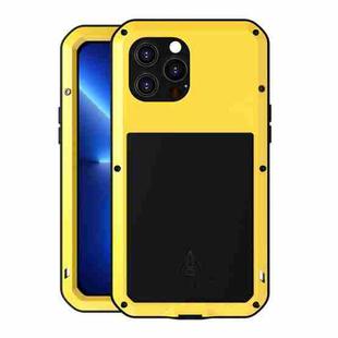 For iPhone 13 Pro Max LOVE MEI Metal Shockproof Life Waterproof Dustproof Protective Phone Case (Yellow)