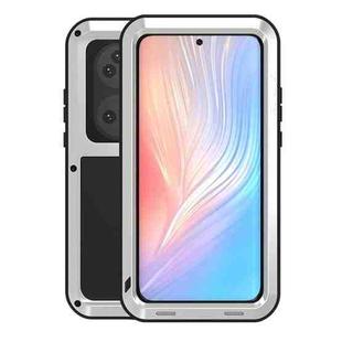 For Huawei P50 Pro LOVE MEI Metal Shockproof Waterproof Dustproof Protective Phone Case without Glass(Silver)