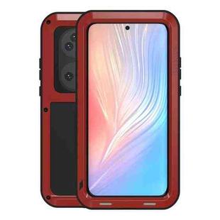 For Huawei P50 Pro LOVE MEI Metal Shockproof Waterproof Dustproof Protective Phone Case without Glass(Red)